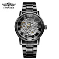 WINNER New Arrival Automatic Double Hollow Movement Folding Buckle Stainless Steel Luxury Men Watch